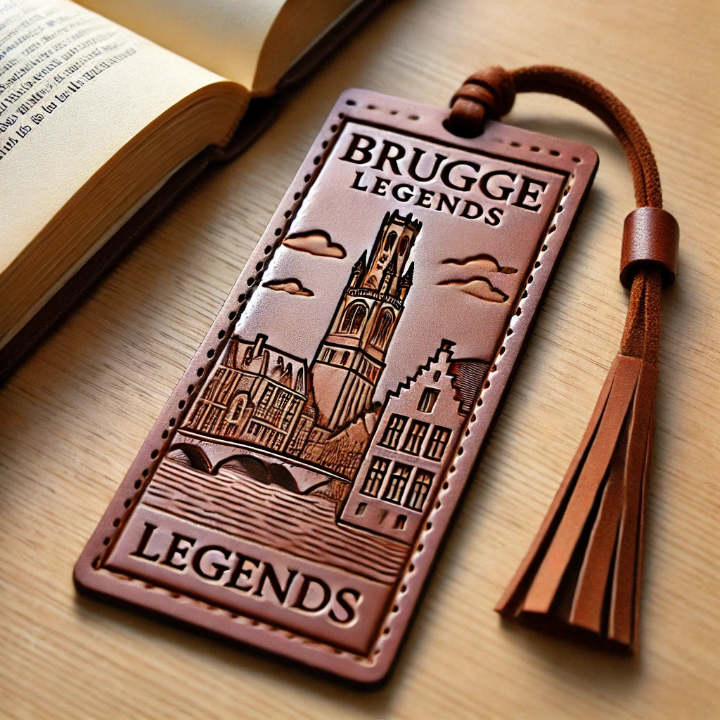 Leather booksign with Brugge symbols